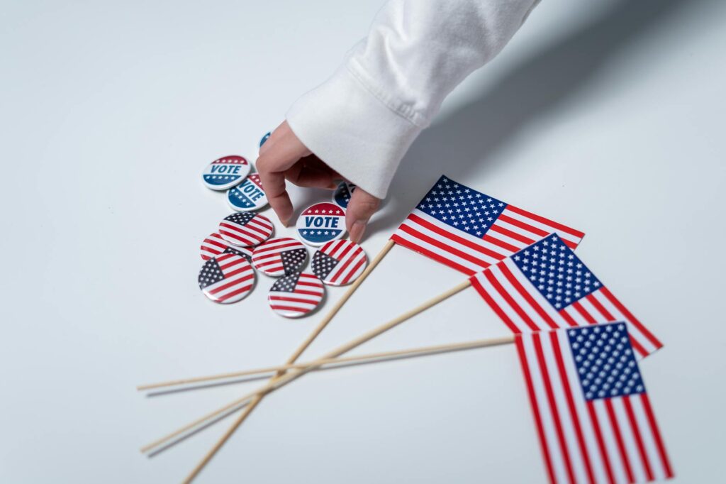 american flags and pins