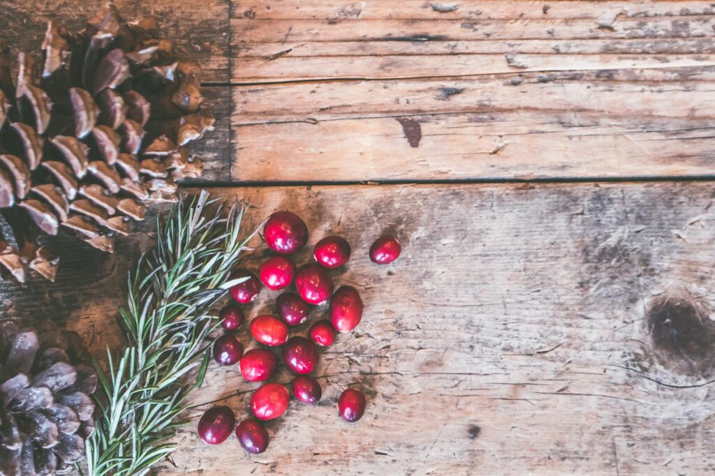 red fruits on table